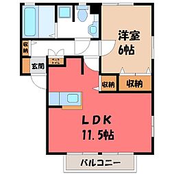 ルビーノ 1LDKの間取図画像