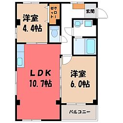 メゾンド・ル.ヴェール 2LDKの間取図画像