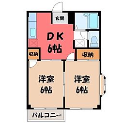 エルディム稲和D 2DKの間取図画像