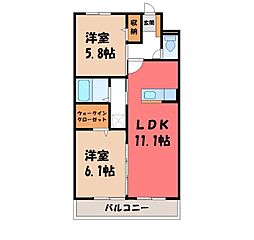 Y&MセカンドステージA 2LDKの間取図画像