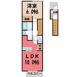 カーサ松原 1LDKの間取図画像