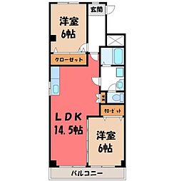 アサヒレジデンス3 2LDKの間取図画像