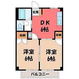 グリーンハイツ 2DKの間取図画像