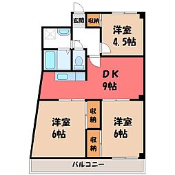 コーポブルースカイ 3DKの間取図画像