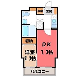 ゴールドライフマンション宇都宮 1DKの間取図画像