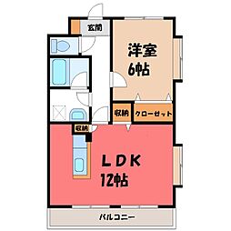 門團空閑 1LDKの間取図画像