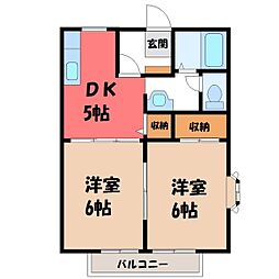 ハイランド・ヴィラ2 2DKの間取図画像
