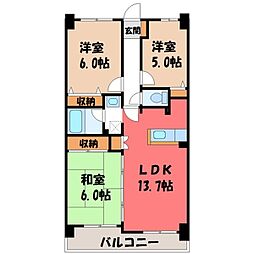 元今泉レジデンス 3LDKの間取図画像