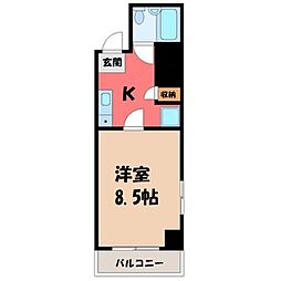 ランドパレス宇都宮平成通り 1Kの間取図画像