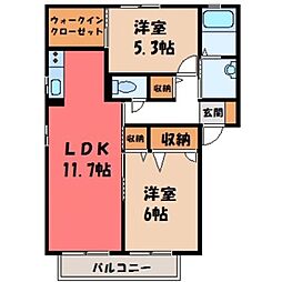 メゾン・ド・パステルF 2LDKの間取図画像