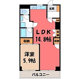 セントラルグリーンマンション 1LDKの間取図画像