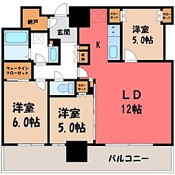 宇都宮ピークス 3LDKの間取図画像