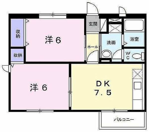 エスポワールメゾン B102｜兵庫県加古川市東神吉町西井ノ口(賃貸アパート2DK・1階・47.59㎡)の写真 その2