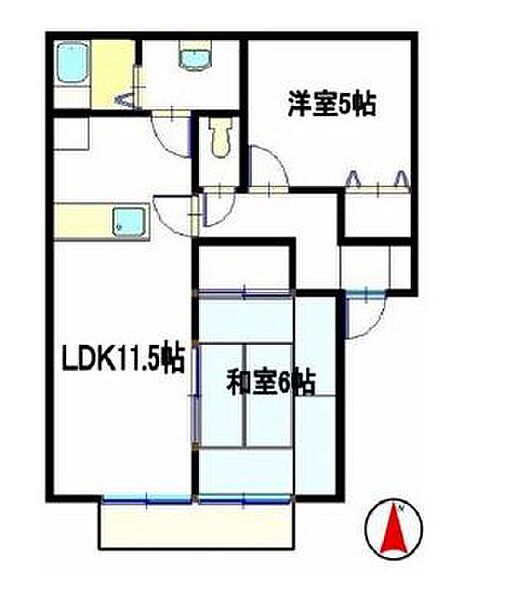 サニーハウス吉田 201｜兵庫県姫路市西今宿3丁目(賃貸アパート2LDK・2階・52.00㎡)の写真 その2