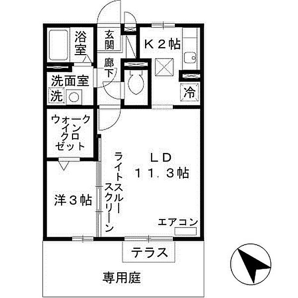 プラシード 102｜兵庫県姫路市飾磨区構3丁目(賃貸アパート1LDK・1階・40.07㎡)の写真 その2