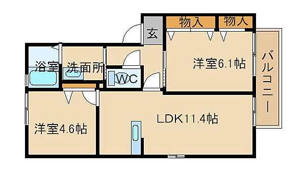 ラ・プラージュ 101｜兵庫県姫路市花田町小川(賃貸アパート2LDK・1階・52.54㎡)の写真 その2