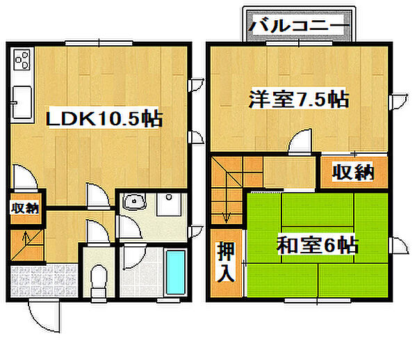 ビンセントハイツ B-2｜兵庫県加古川市別府町新野辺北町7丁目(賃貸アパート2LDK・1階・57.96㎡)の写真 その2