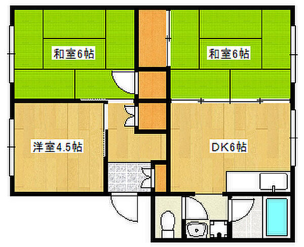 吉川ハイツ 305｜兵庫県神戸市垂水区霞ケ丘6丁目(賃貸アパート3DK・3階・45.00㎡)の写真 その2