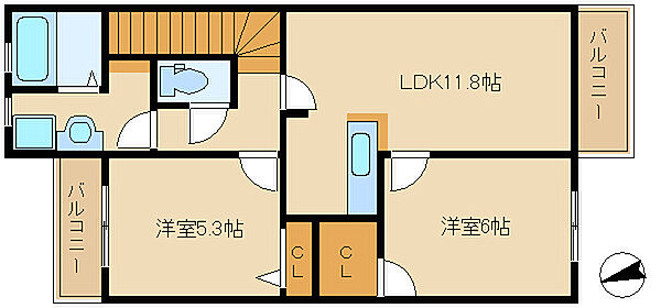 ラ・グラシューズ 201｜兵庫県高砂市北浜町北脇(賃貸アパート2LDK・2階・55.91㎡)の写真 その2