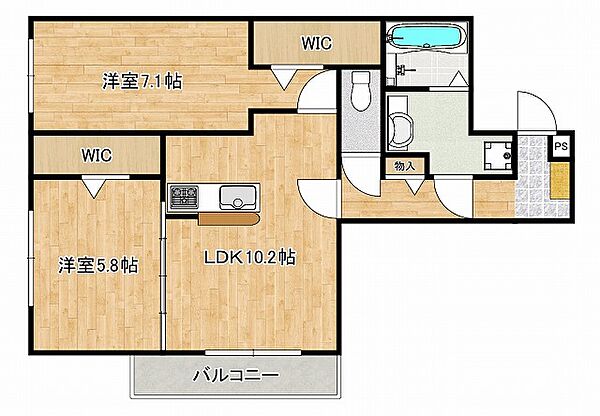 グレイスコート甲南山手 302｜兵庫県神戸市東灘区森北町2丁目(賃貸アパート2LDK・3階・59.39㎡)の写真 その2