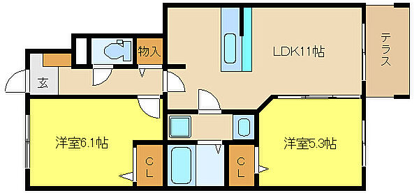 グランシャリオ 106｜兵庫県姫路市飾磨区加茂北(賃貸アパート2LDK・1階・50.30㎡)の写真 その2