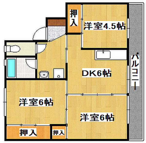 ビレッジハウス社第二 2-106｜兵庫県加東市沢部(賃貸アパート3DK・1階・53.08㎡)の写真 その2