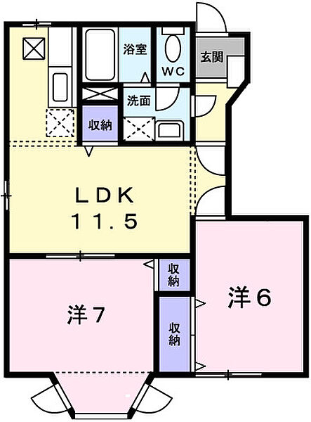 メイプルコート1 104｜兵庫県たつの市龍野町富永(賃貸アパート2LDK・1階・53.51㎡)の写真 その2