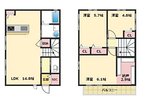 スマートハイム北本荘Ｃ棟 1 ｜ 兵庫県加古郡播磨町北本荘1丁目（賃貸一戸建3LDK・1階・74.06㎡） その2