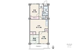 茨木春日丘グリーンハイツB棟 3LDKの間取図画像
