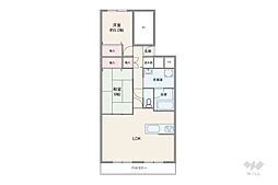 摂津スカイハイツ 2LDKの間取図画像