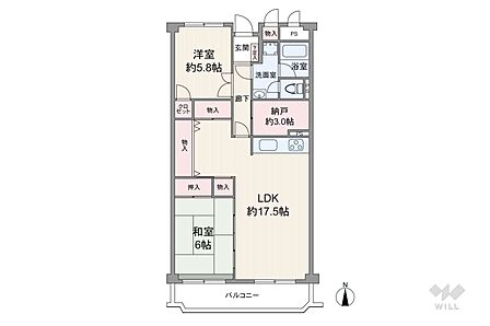 間取りは専有面積7.22平米の2SLDK。バルコニーに面積は9.18平米です。LDKは17.5帖の広さを確保!和室と繋げて使うことも可能!収納力豊富!お気軽にお問い合わせください!