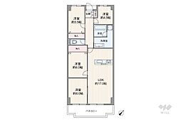 朝日プラザ千里北A棟 4LDKの間取図画像