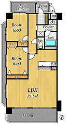 ヴェルビュ新屋敷東 2LDKの間取図画像