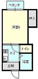 フォーブル坂田 1Kの間取図画像