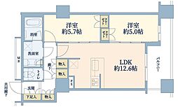 プレサンスレジェンド堺筋本町タワー 2LDKの間取図画像