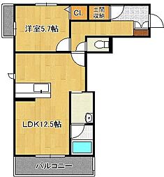 シャーメゾングランF 1LDKの間取図画像