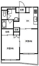 ノーブ平沼園 2DKの間取図画像