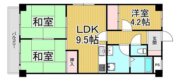 ファミール伊丹 ｜兵庫県伊丹市荻野4丁目(賃貸マンション3LDK・3階・56.70㎡)の写真 その2