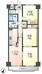 グランドヒル高橋 3LDKの間取図画像