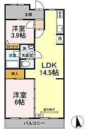 カサベルデU 2LDKの間取図画像