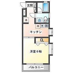 メゾン紀伊 1Kの間取図画像