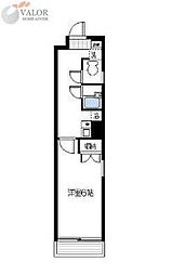 インベスト川崎 3階1Kの間取り
