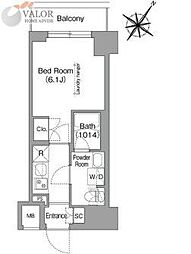 コンフォリア・リヴ横浜阪東橋 1Kの間取図画像