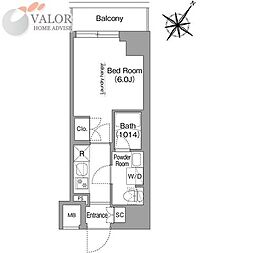 コンフォリア・リヴ横浜阪東橋 1Kの間取図画像