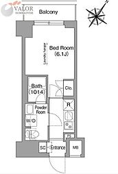 コンフォリア・リヴ横浜阪東橋 1Kの間取図画像