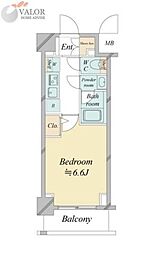 ドゥーエ新横浜 1Kの間取図画像