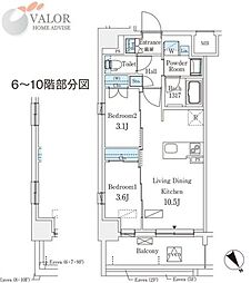 エル・セレーノ横浜 2LDKの間取図画像