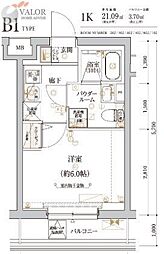 ECREDE横濱吉野町 1Kの間取図画像