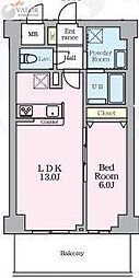 メジリス 新羽 1LDKの間取図画像