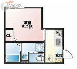リアル綱島パークテラスA棟 1Kの間取図画像